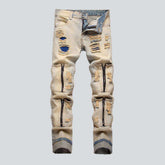 Distressed Herrenjeans mit Reißverschlüssen