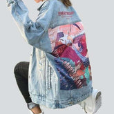 Distressed bemalte Damen Jeansjacke