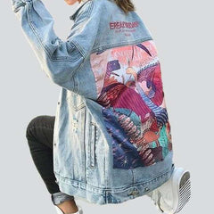 Chaqueta vaquera desgastada pintada para mujer