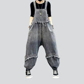 Distressed Vintage Patchwork-Jeansoverall