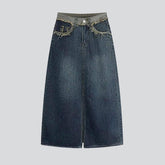Distressed Vintage Jeansrock mit Schlitz