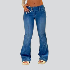 Double waistline front seams jeans for women
