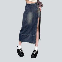 Jeansrock mit Schlitz und Kordelzug