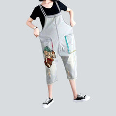 Jeans-Strampler mit Zwergenstickerei für Damen