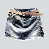 Verzierter Distressed-Jeans-Skort