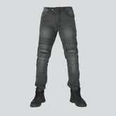 Bestickte graue Herren-Bikerjeans