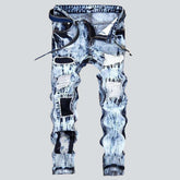 Bestickte Patchwork-Jeans für Herren