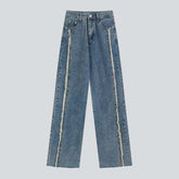 Bestickte Nähte Damen Baggy Jeans