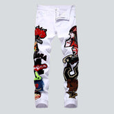 Bestickte weiße Jeans für Herren