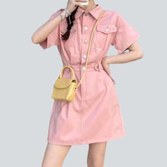 Fashion buttoned mini denim dress