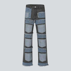 Vaqueros de patchwork de moda para hombre