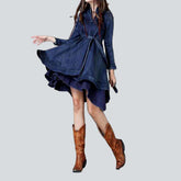 Fit & Flare Midi-Jeanskleid