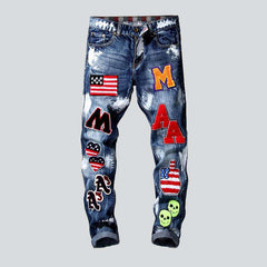 Flaggen & Buchstaben Stickerei Herren Jeans