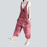 Blumenverzierter Damen Jeans Overall
