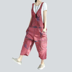 Flower decorated women jeans overall