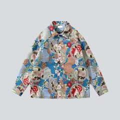 Jeansjacke mit floralem Ornament-Print