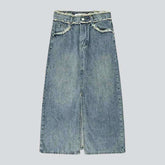 Langer Jeansrock mit ausgefranstem Bund