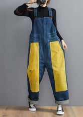 French Denim Blue Jeans's Patchwork Jumpsuit Pants