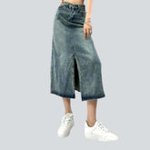 Vintage-Jeansrock mit Schlitz vorne