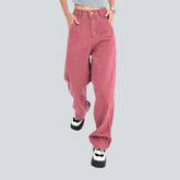 Fuchsiafarbene Baggy-Jeans für Damen