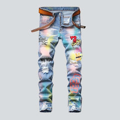 Graffiti-painted trendy men jeans