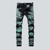 Grüne überfärbte Jeans für Herren