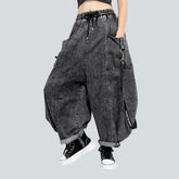 Graue Baggy-Jeans für Damen