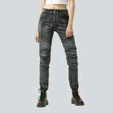 Graue Damen Bikerjeans
