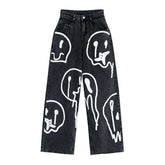 Vaqueros holgados con estampado de fantasmas para mujer