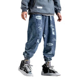 Jeans-Jogginghose mit Streetwear-Print für Herren