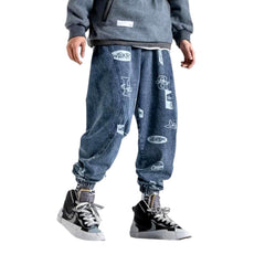Jeans-Jogginghose mit Streetwear-Print für Herren