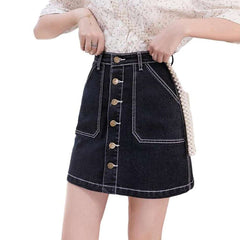 Buttoned women mini jeans skirt