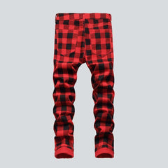 Checkered red men jeans