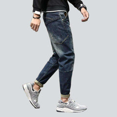 Dark sanded loose men jeans