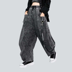Grey baggy women denim pants