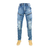 Vaqueros de montar para hombre con rodilleras de cintura media