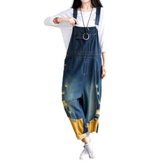 Yellow hem women denim jumpsuit