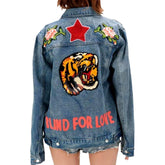 Red star denim jacket for ladies
