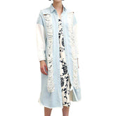 Langes Jeanskleid im Used-Look