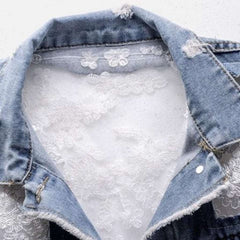 Chaqueta vaquera de tejido de encaje mixto
