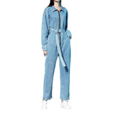 Oversized denim overall with zipper