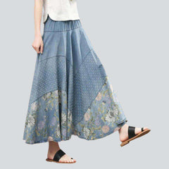 Falda vaquera bohemia con flores