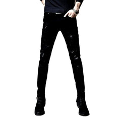Schwarze zerrissene Jeans mit Flicken für Herren