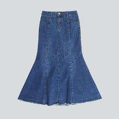 Women fishtail denim skirt
