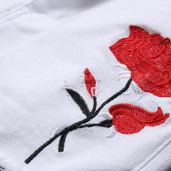 Weiße Jeans mit Rosenstickerei für Herren
