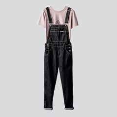 Slim black men jeans jumpsuit