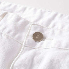 Weiße Jeans für Herren mit Flammenmalerei