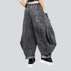 Grey baggy women denim pants