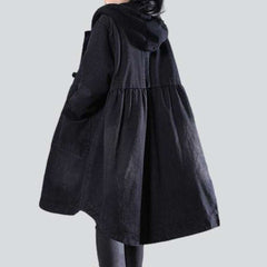 Abrigo vaquero negro de otoño para mujer