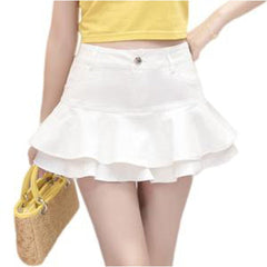 Mini-Jeansrock mit Rüschen